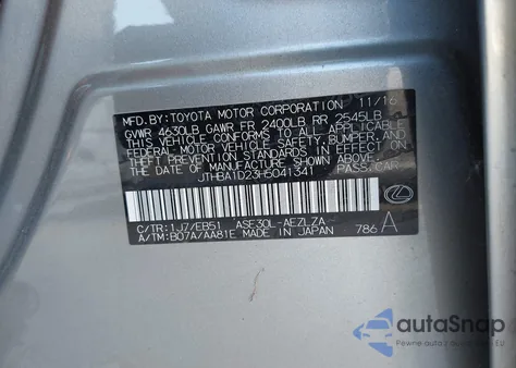 2017 Lexus Is 200T из США, поврежденный, VIN JTHBA1D23H5041341